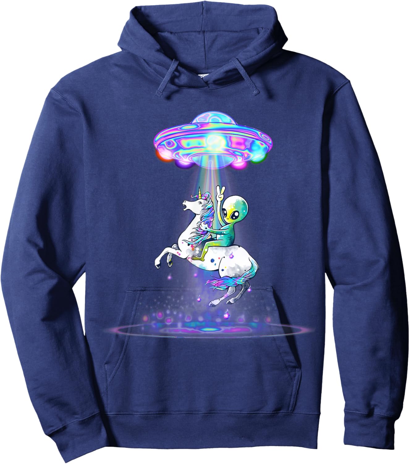 Funny UFO Alien Unicorn Galaxy Hoodie - Hoodie | Navy