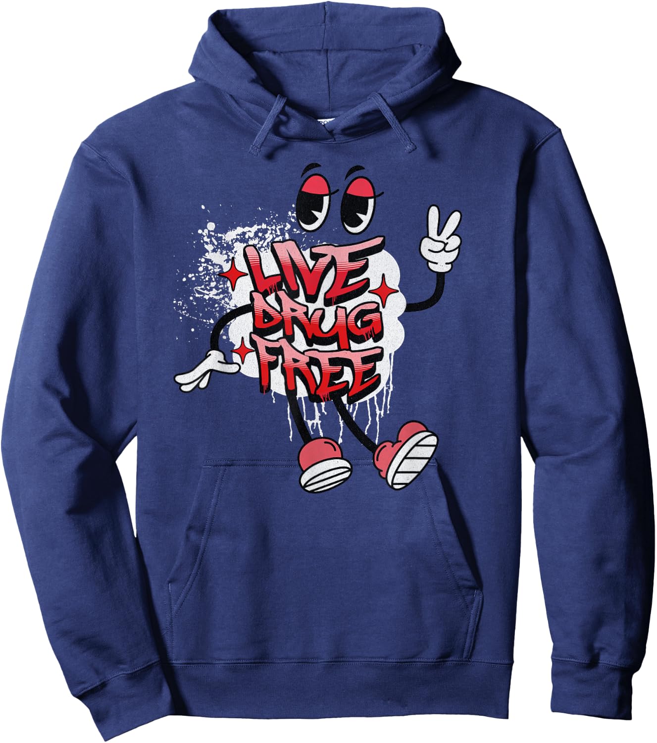 Live Drug Free Red Ribbon Week Awareness Hoodie - Hoodie | Navy