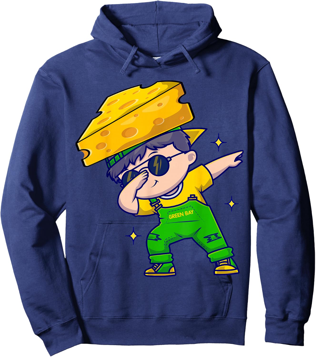 Funny Green Bay Dabbing Cheese hat Hoodie - Hoodie | Navy