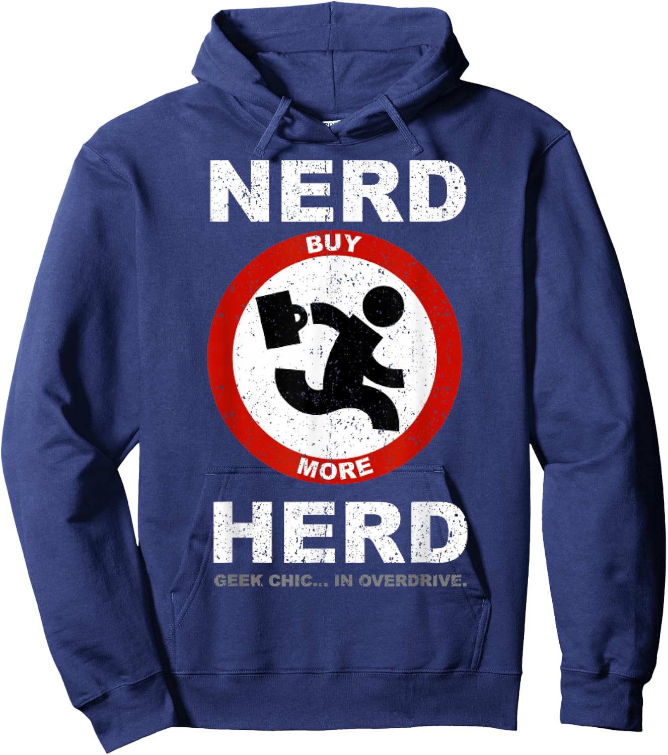 Vintage Nerd Herd Geek Chic In Overdrive Hoodie - Hoodie | Navy
