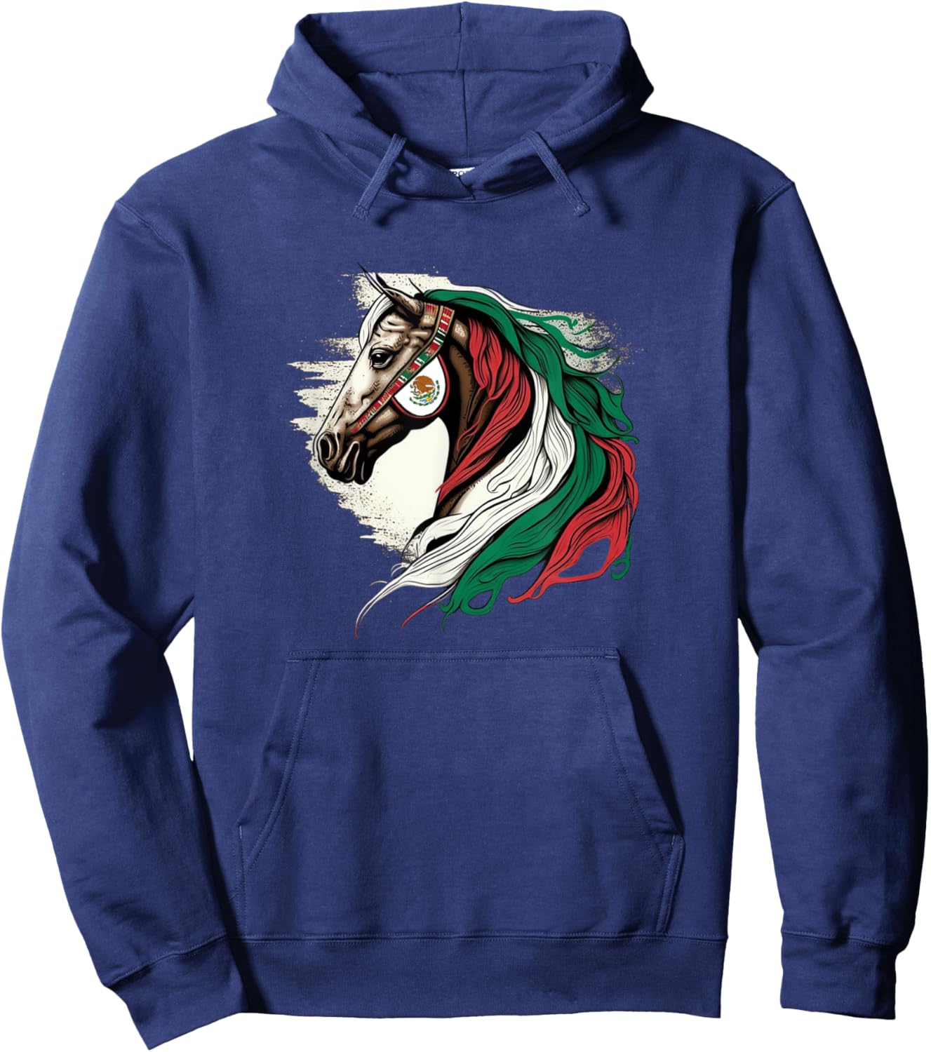 Mexican Horse - Riding Mexico Flag Hoodie - Hoodie | Navy