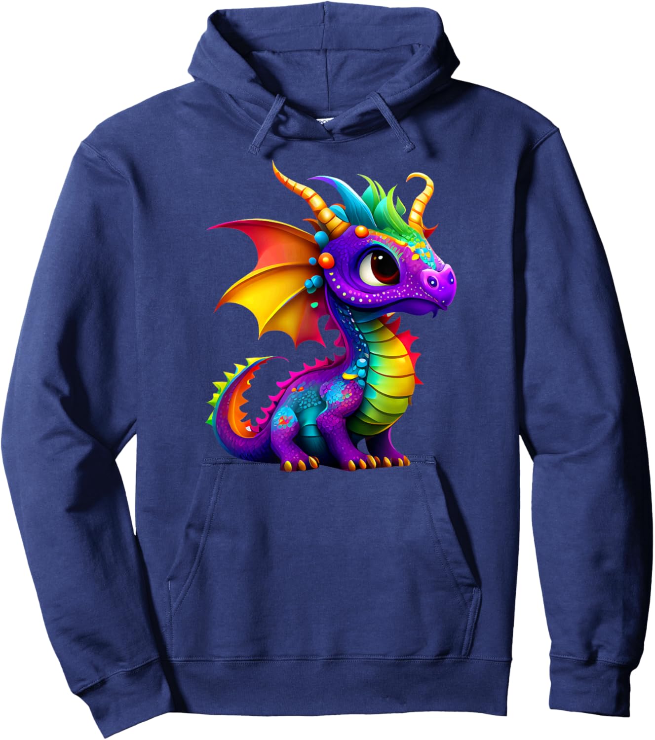 Cute Rainbow Dragon - Men, Women, Teens, & Kids Hoodie - Hoodie | Navy