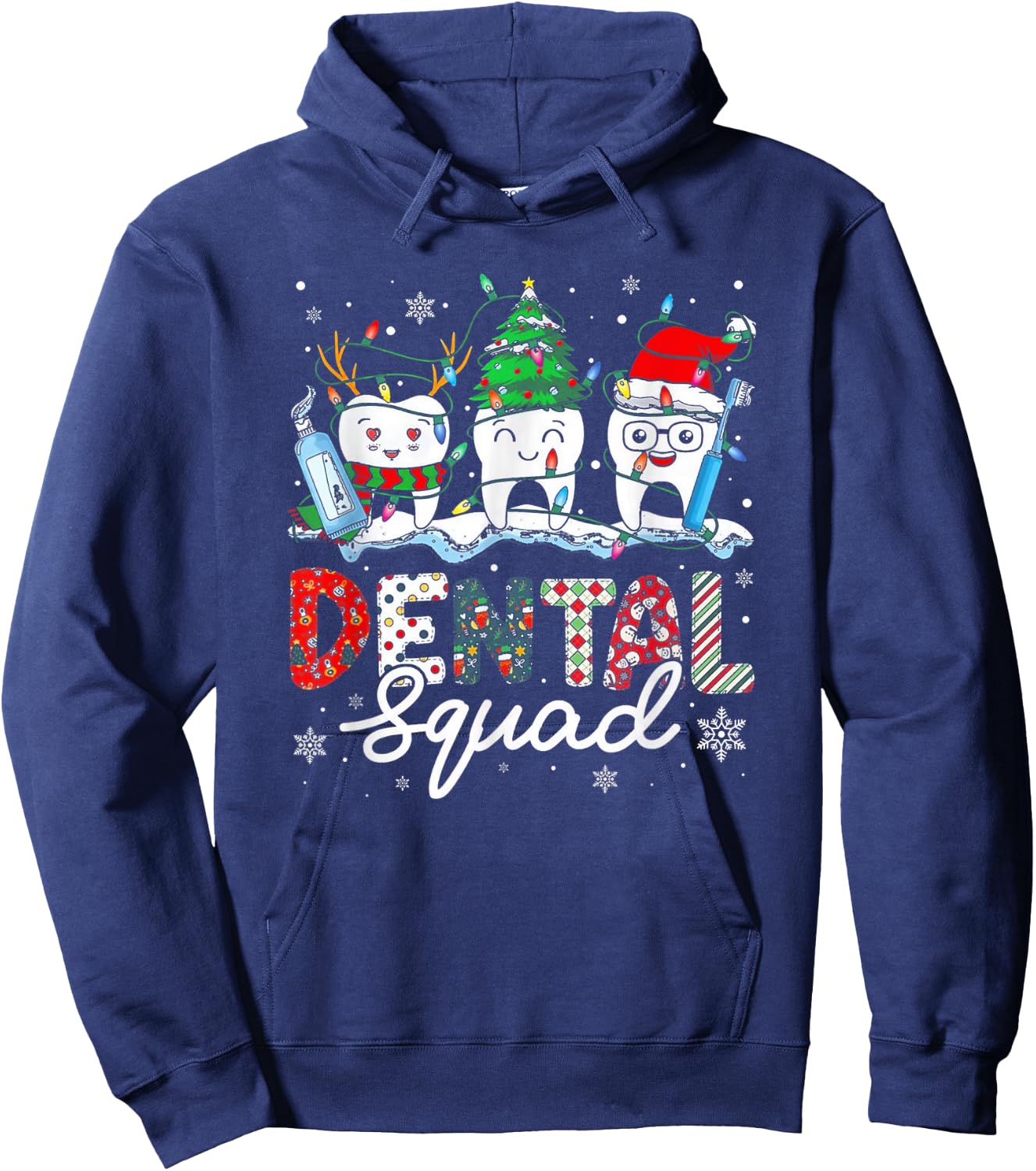 Dental Squad Cute Teeth Dentist Christmas Hoodie - Hoodie | Navy