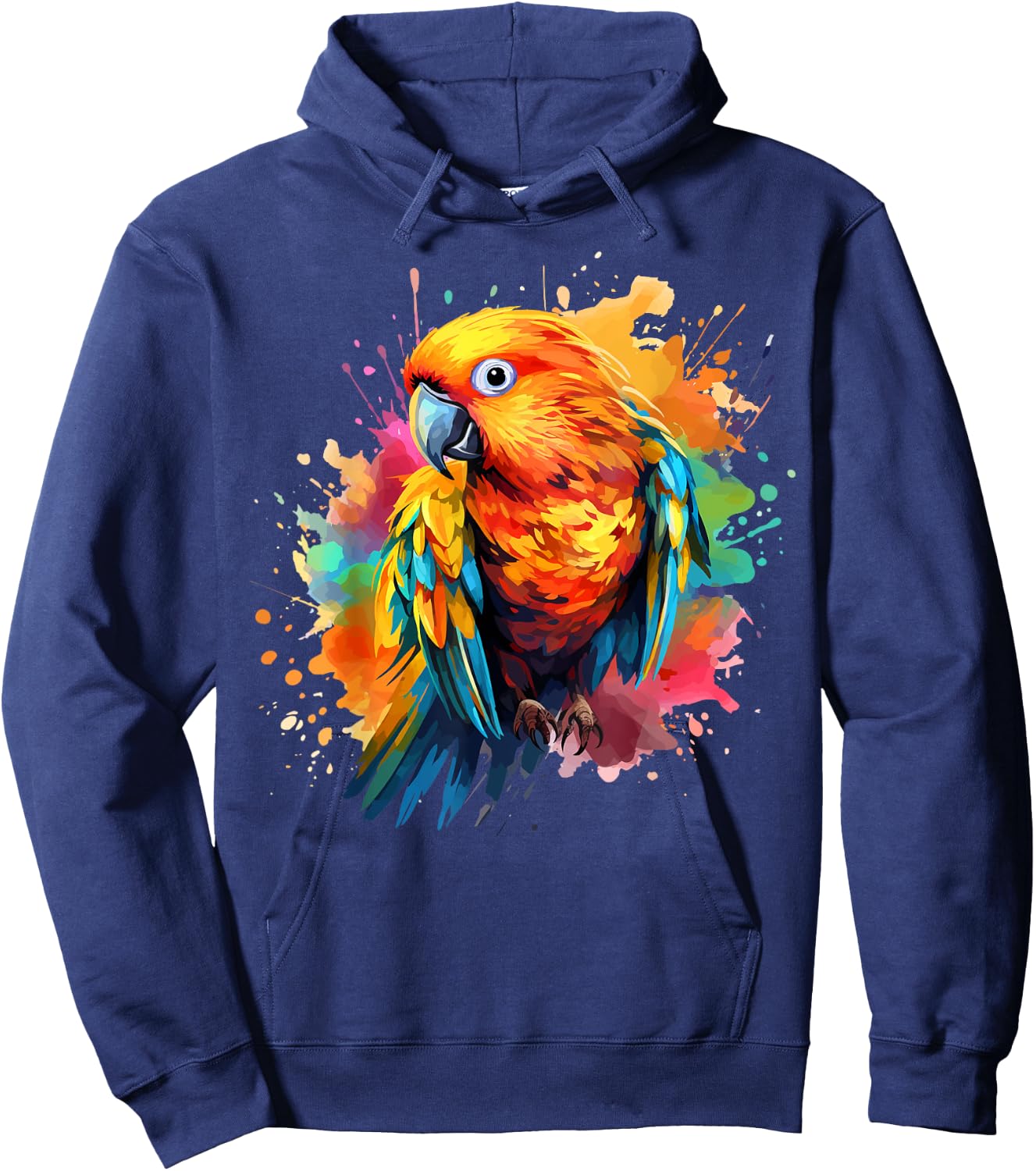 Splash Art Sun Conure Parrot Lover Colorful Hoodie - Hoodie | Navy