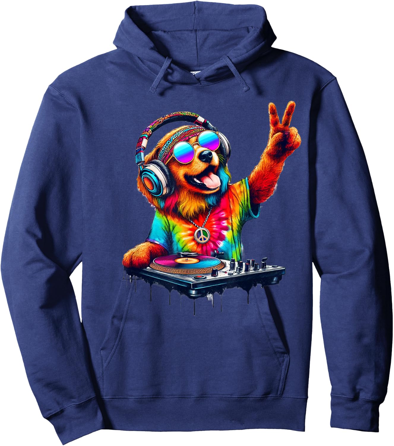 Colourful Dog DJ Men Women Kids Hoodie - Hoodie | Navy