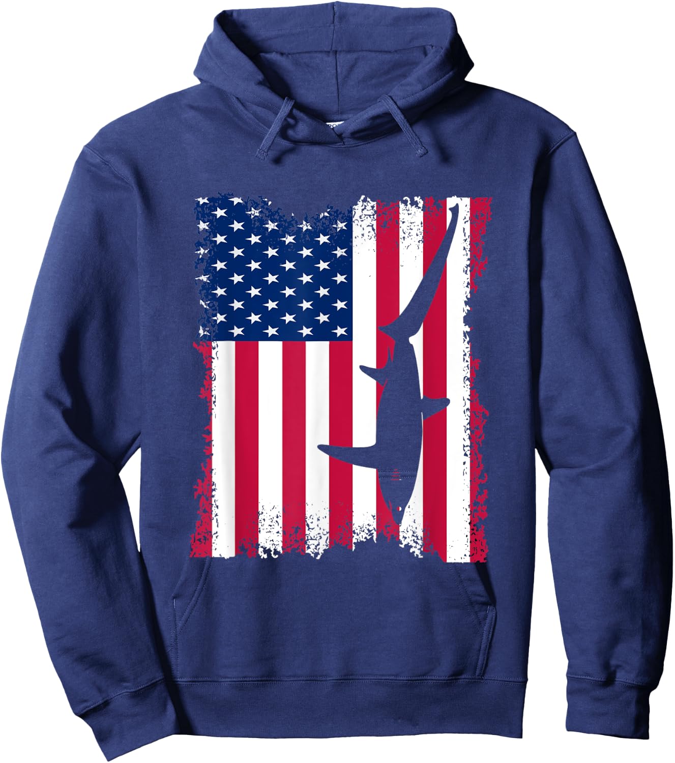 Vintage US Flag Thresher Shark Hoodie - Hoodie | Navy