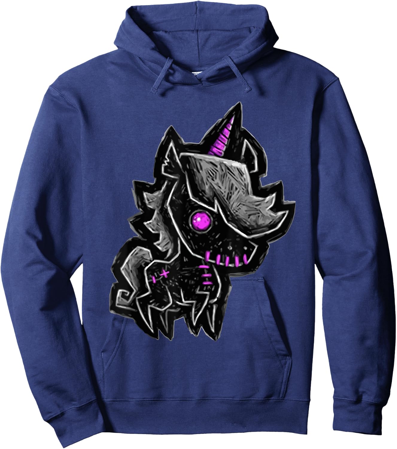 Creepy emo goth teen gothic unicorn graphic Hoodie - Hoodie | Navy