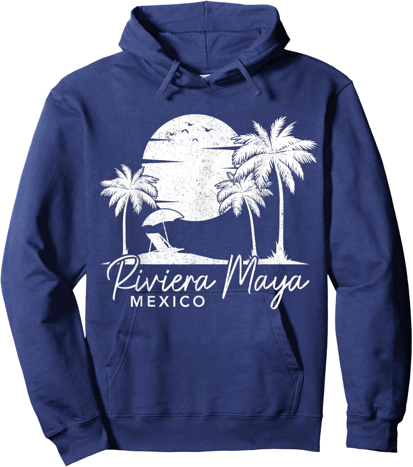 Riviera Maya Mexico Vintage Sunset Surfer Retro Hoodie - Hoodie | Navy