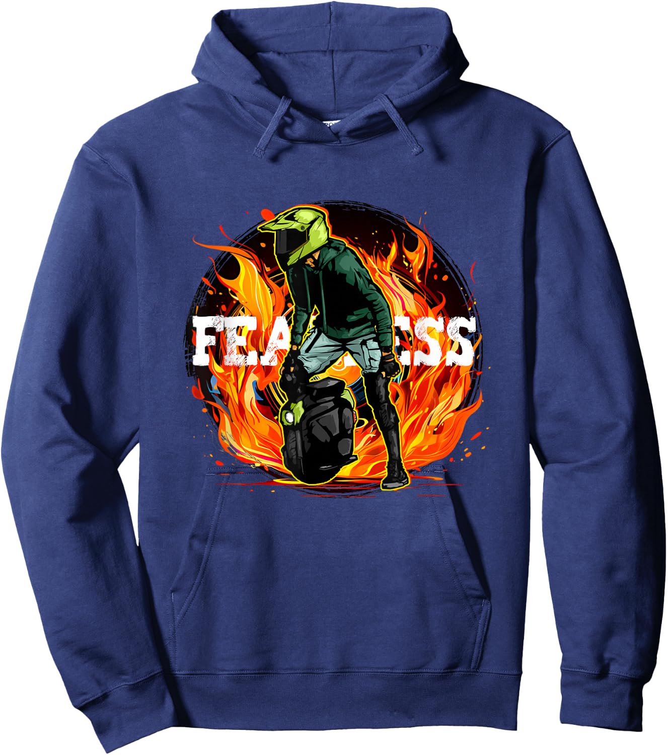 Fire and Flames electric Unicycle Stuntman Hoodie - Hoodie | Navy