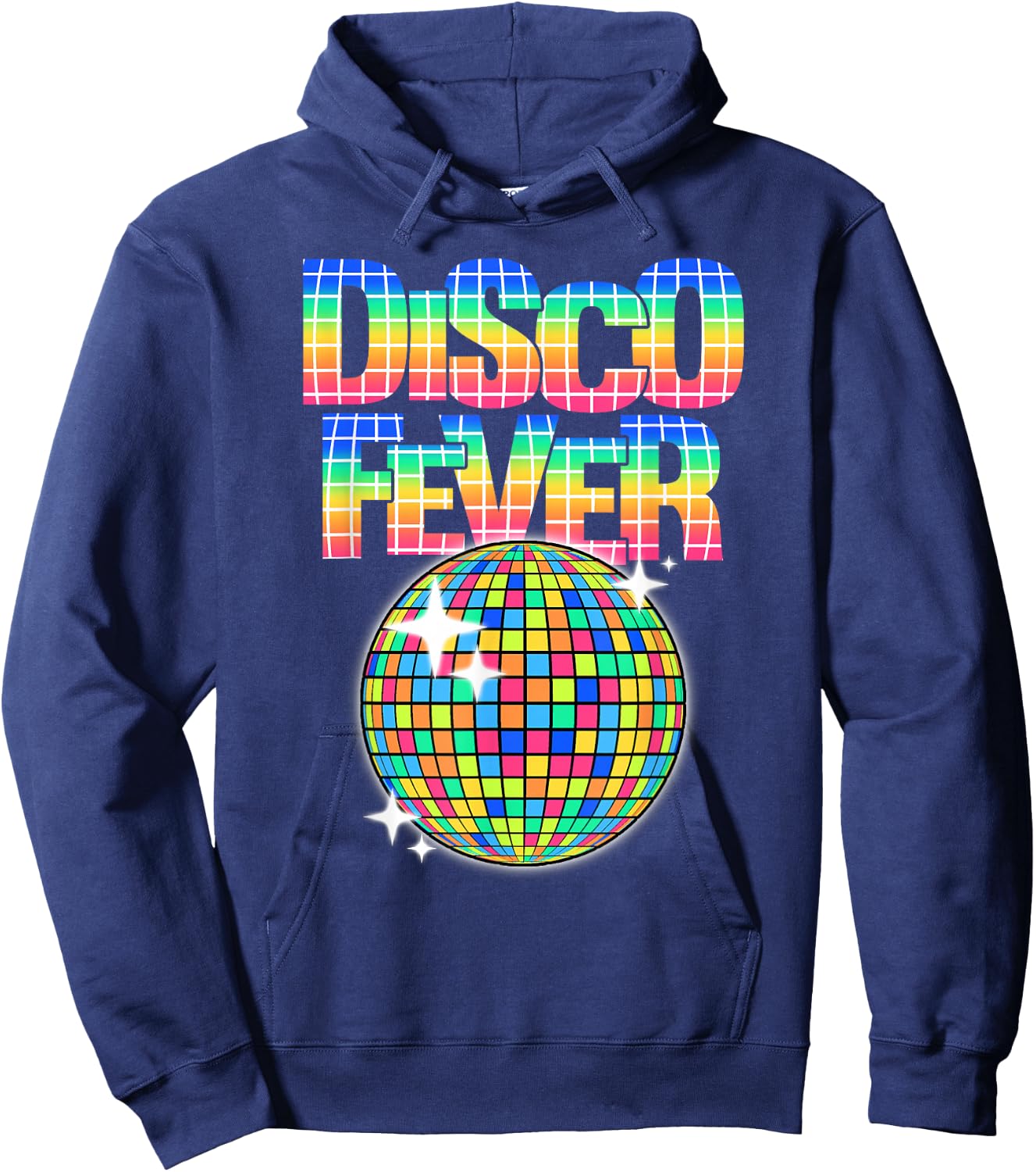 Disco Ball Themed Vintage Disco Fever Dancing Hoodie - Hoodie | Navy