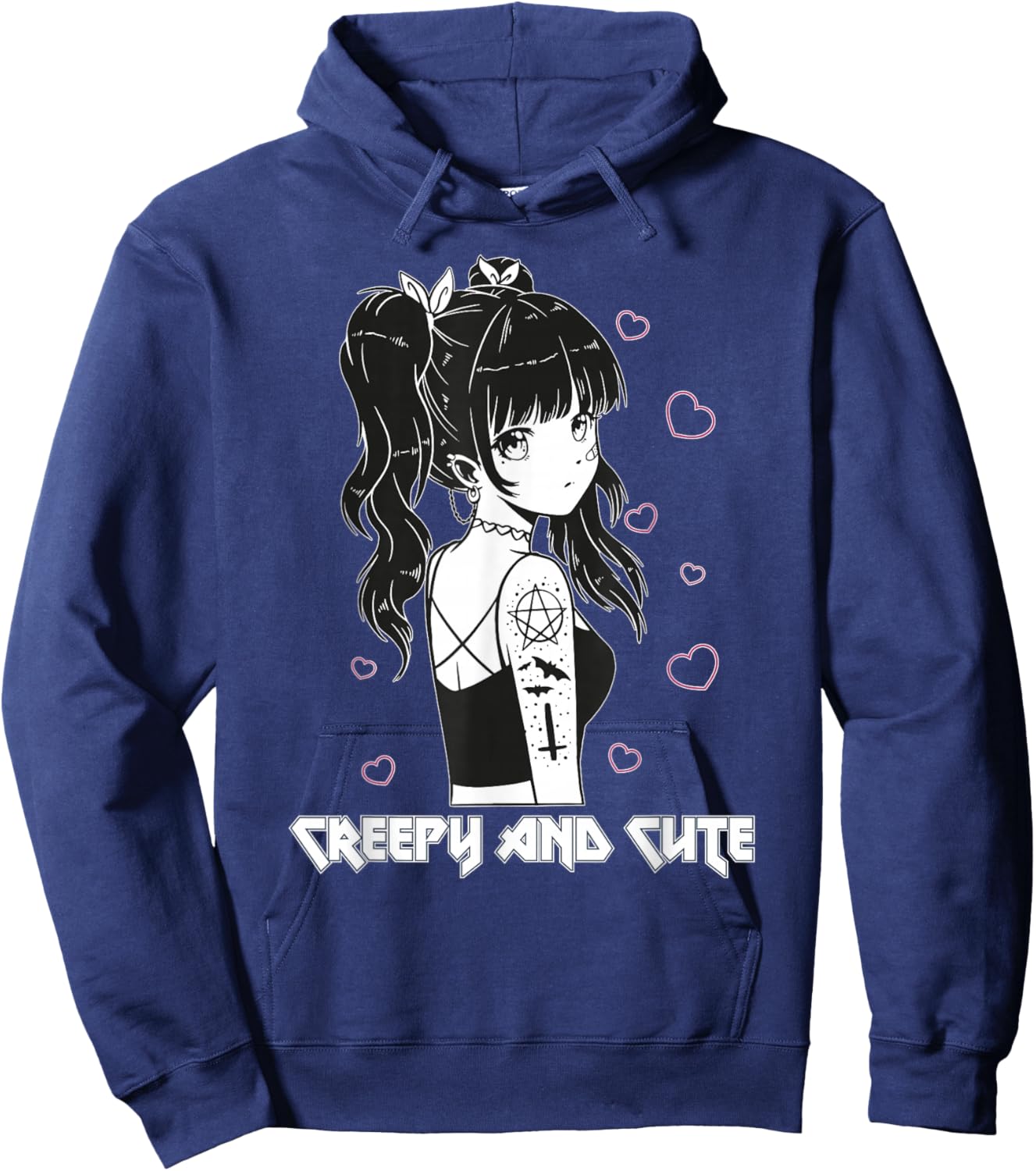 Creepy And Cute Emo Goth Girl Japanese Anime Hoodie - Hoodie | Navy