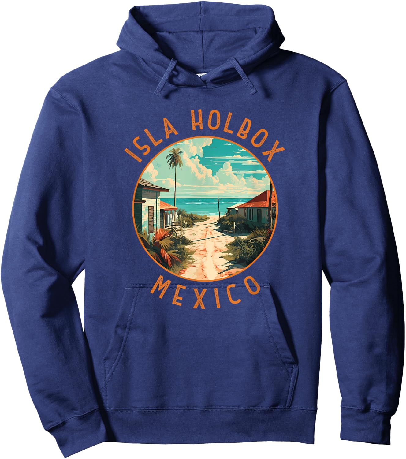 Isla Holbox Mexico Distressed Circle Hoodie - Hoodie | Navy