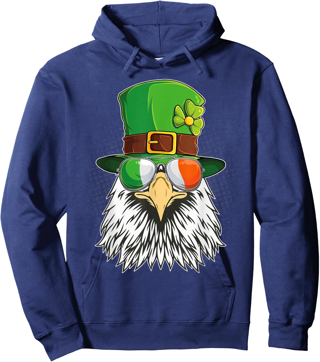 St Patricks Day Irish Eagle Leprechaun Shamrock Hoodie - Hoodie | Navy