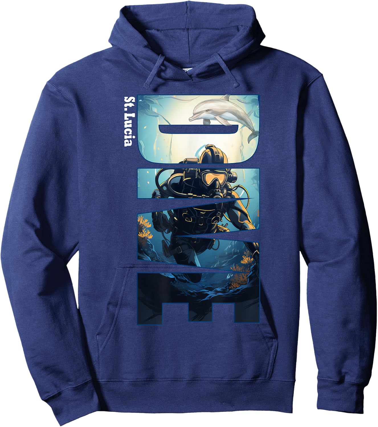 DIVE St. Lucia SCUBA Diving Snorkeling Hoodie - Hoodie | Navy