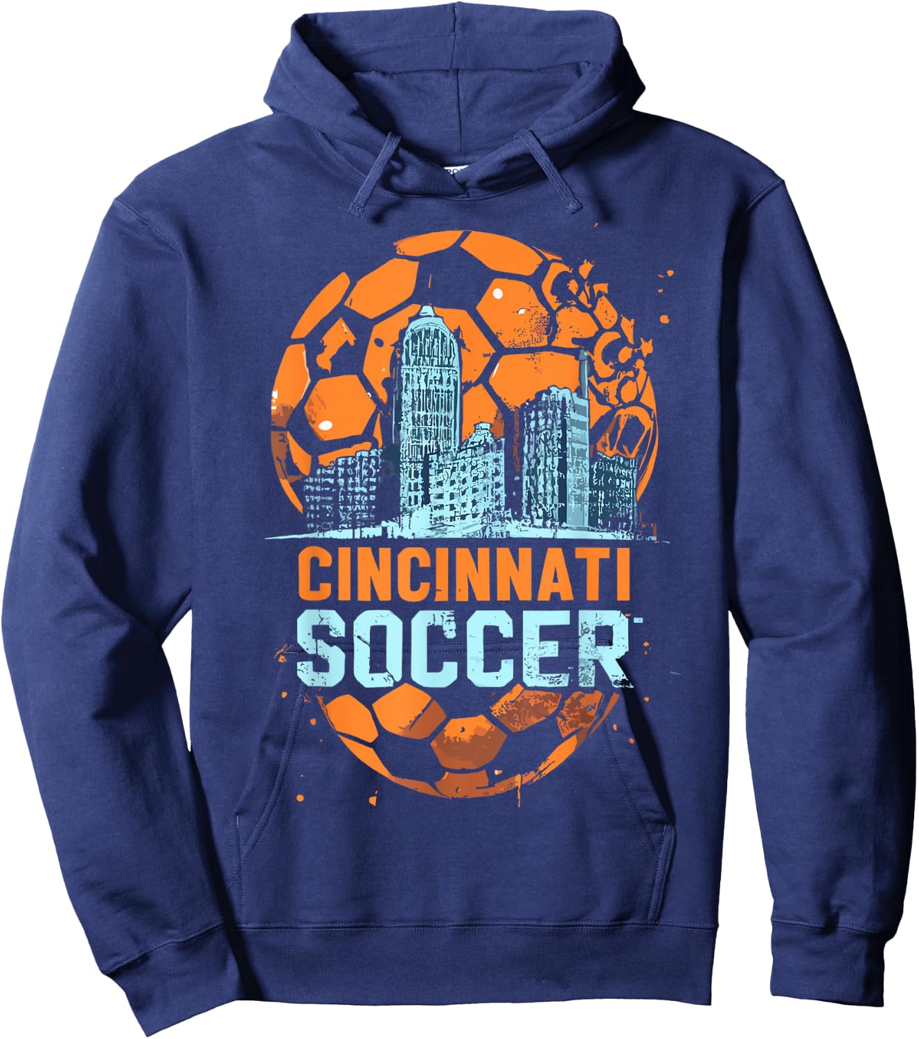 Cincinnati Soccer City Skyline Cool Cincy 513 Hoodie - Hoodie | Navy