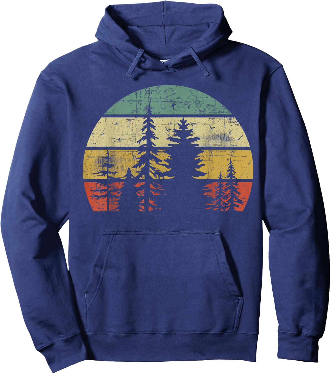 Retro Wildlife Trees Outdoors Nature Forest Hoodie - Hoodie | Navy