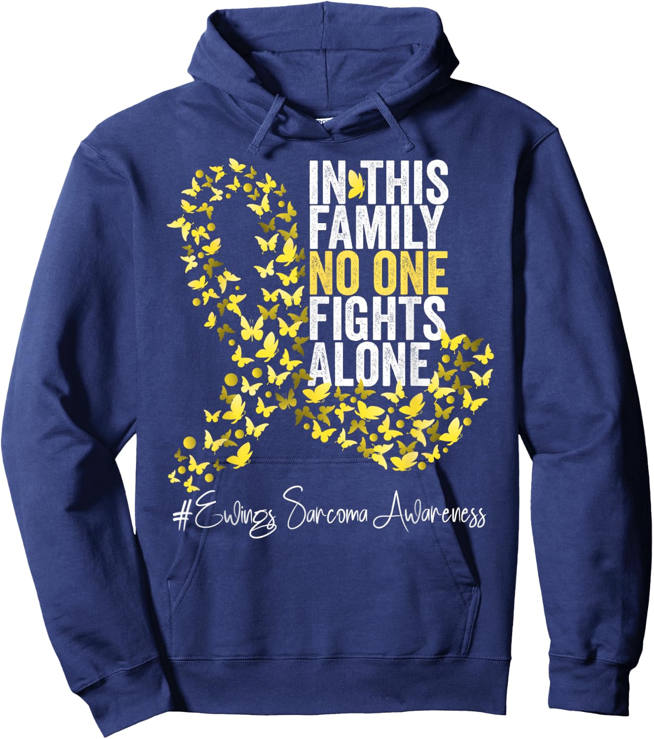 Ewings Sarcoma Awareness Month Yellow Ribbon Hoodie - Hoodie | Navy