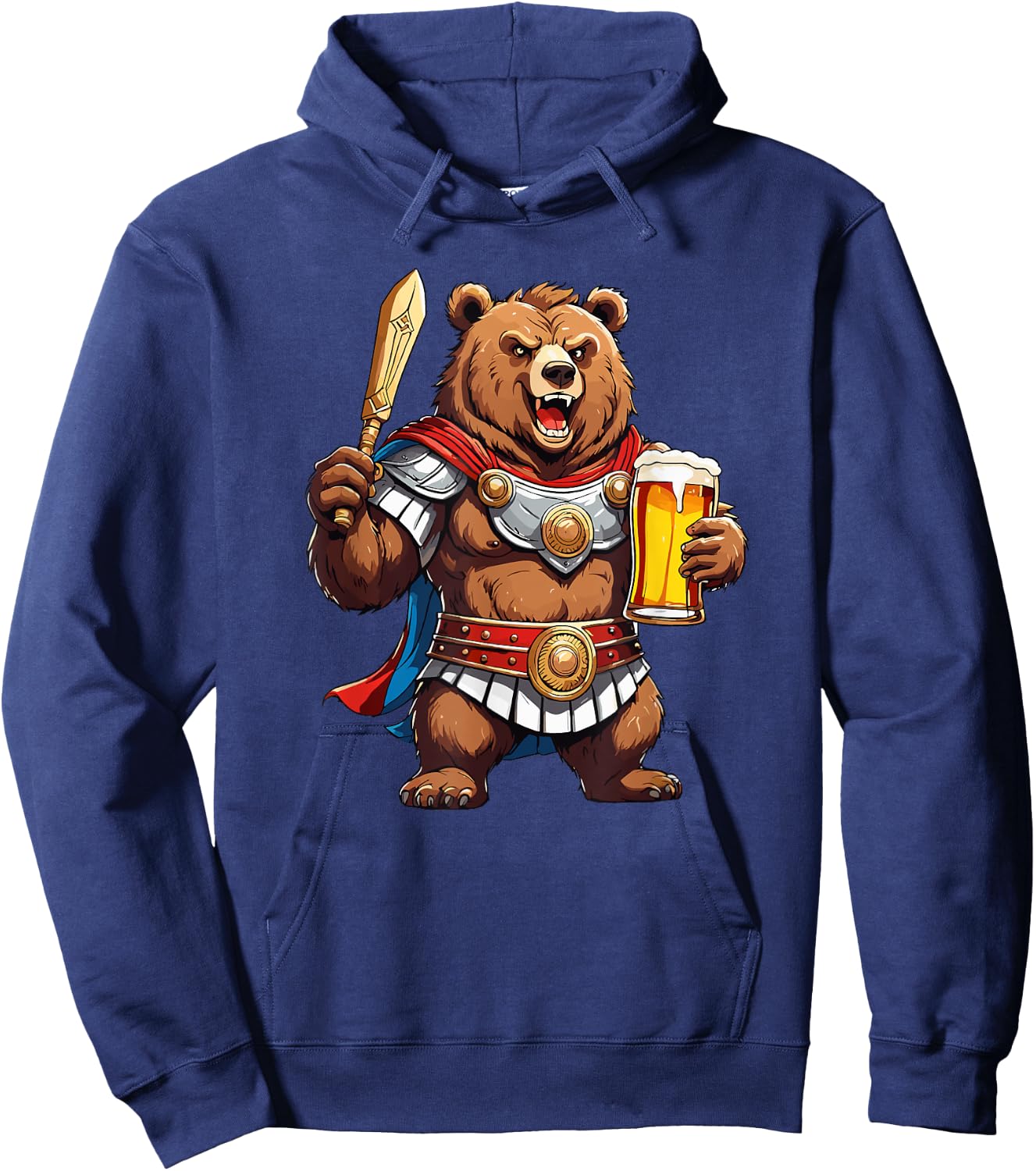 Funny Bear Grizzly as Roman Warrior Hoodie - Hoodie | Navy