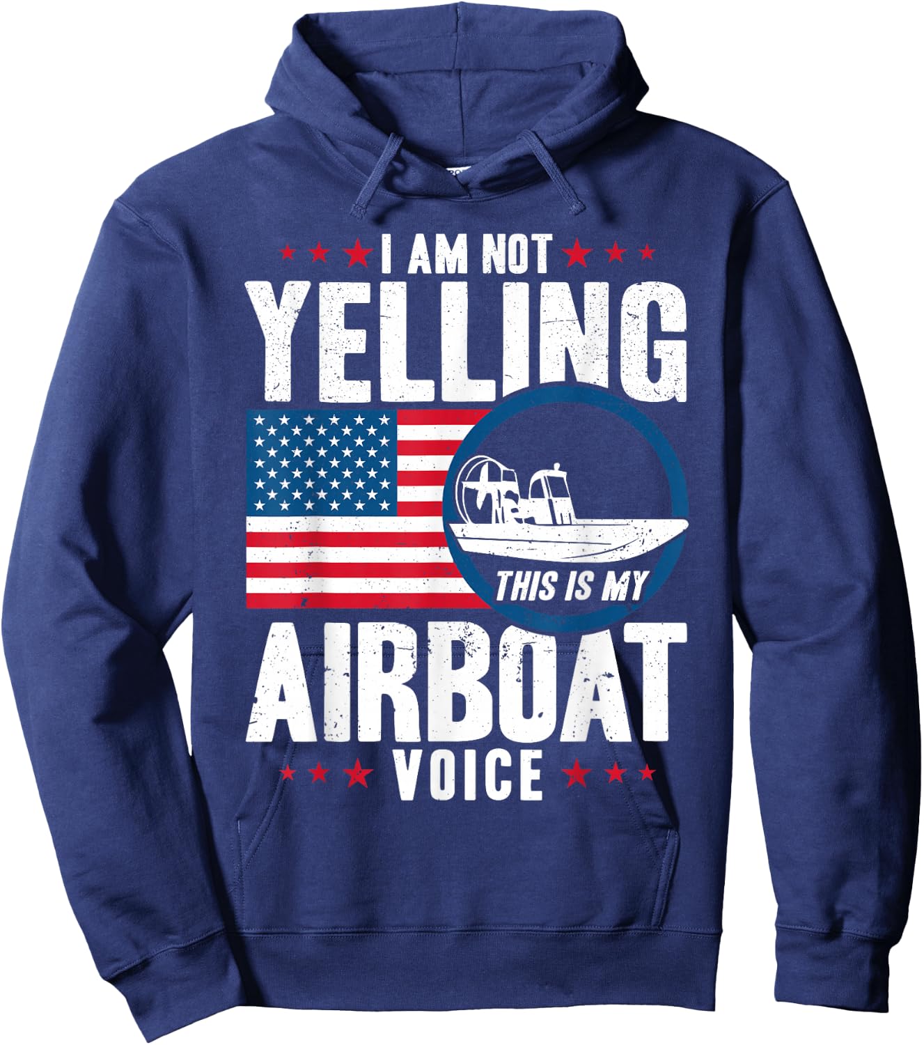 Airboat Captain My Airboat Voice American Flag Hoodie - Hoodie | Navy