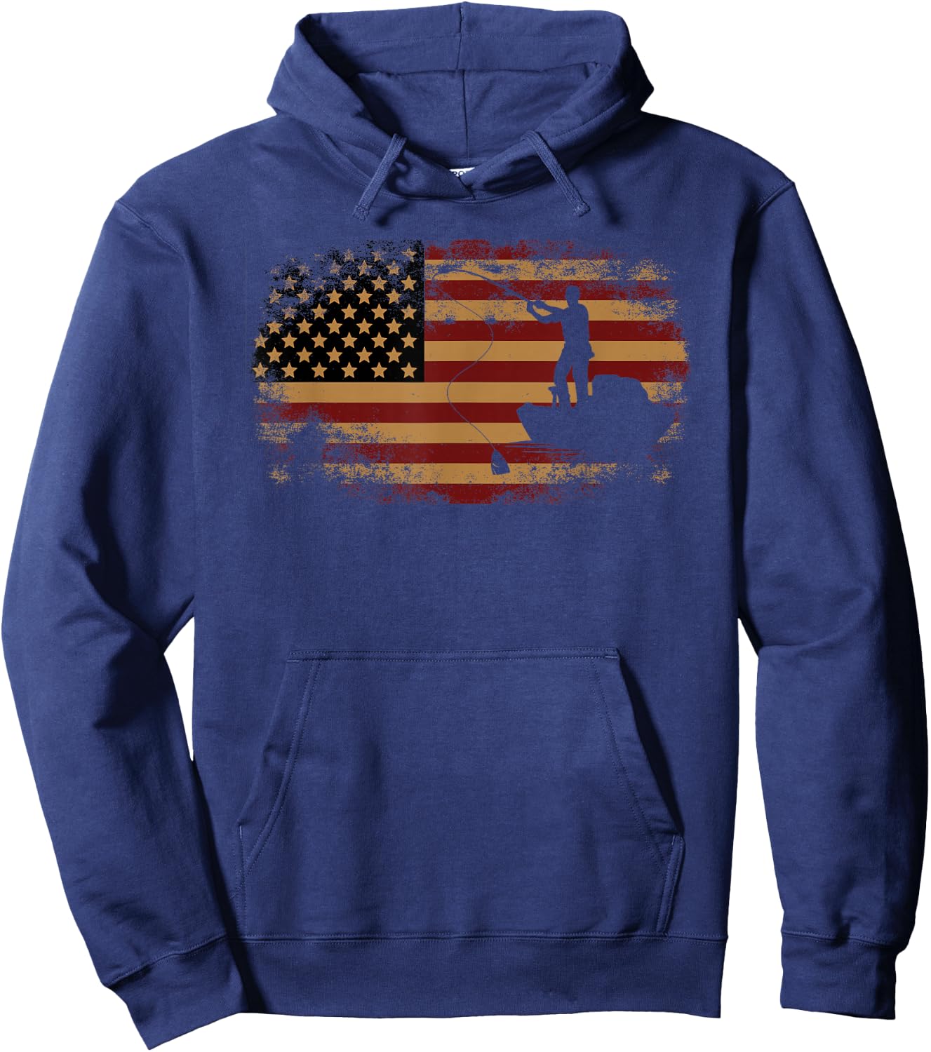 Fishing Patriotic Usa American Flag 4Th Of July Hoodie - Hoodie | Navy