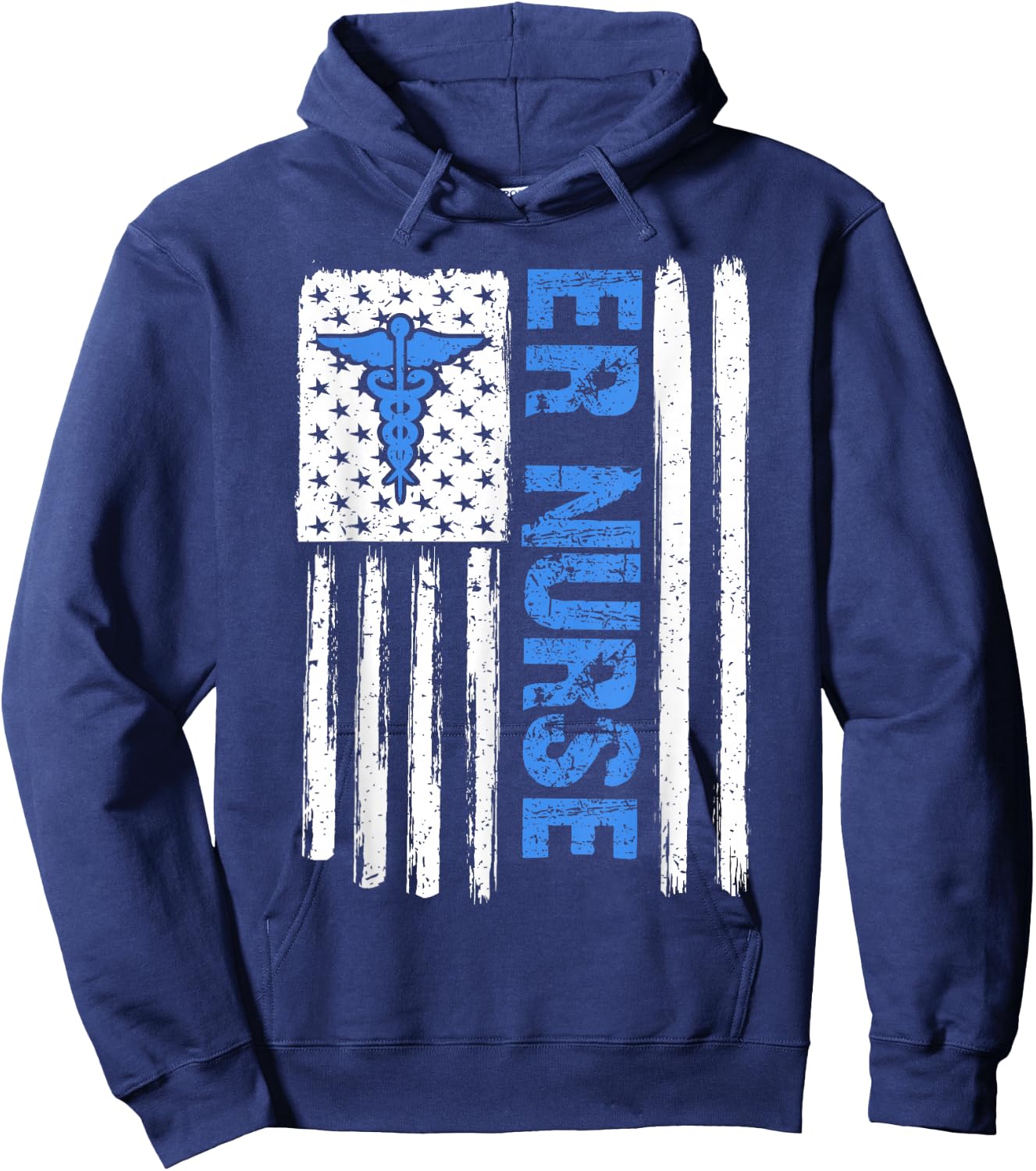 ER Nurse Emergency Room Nurse US flag vintage Hoodie - Hoodie | Navy