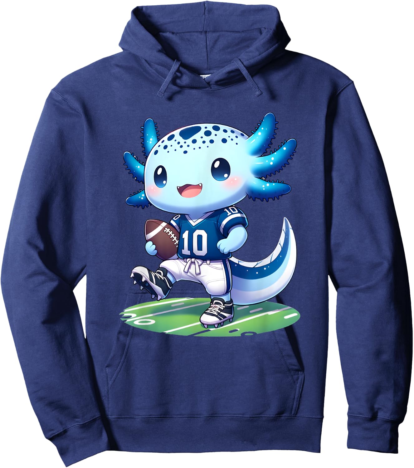 Funny axolotl football player boys girls Hoodie - Hoodie | Navy