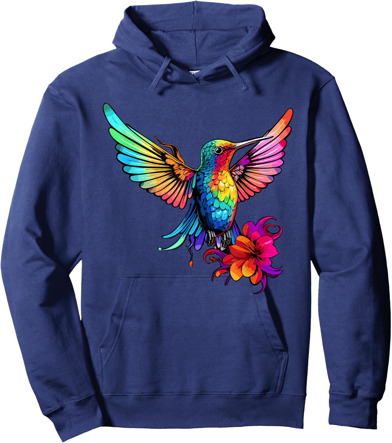 Colorful Hummingbird Art Tie-Dye Bird Watching Hoodie - Hoodie | Navy