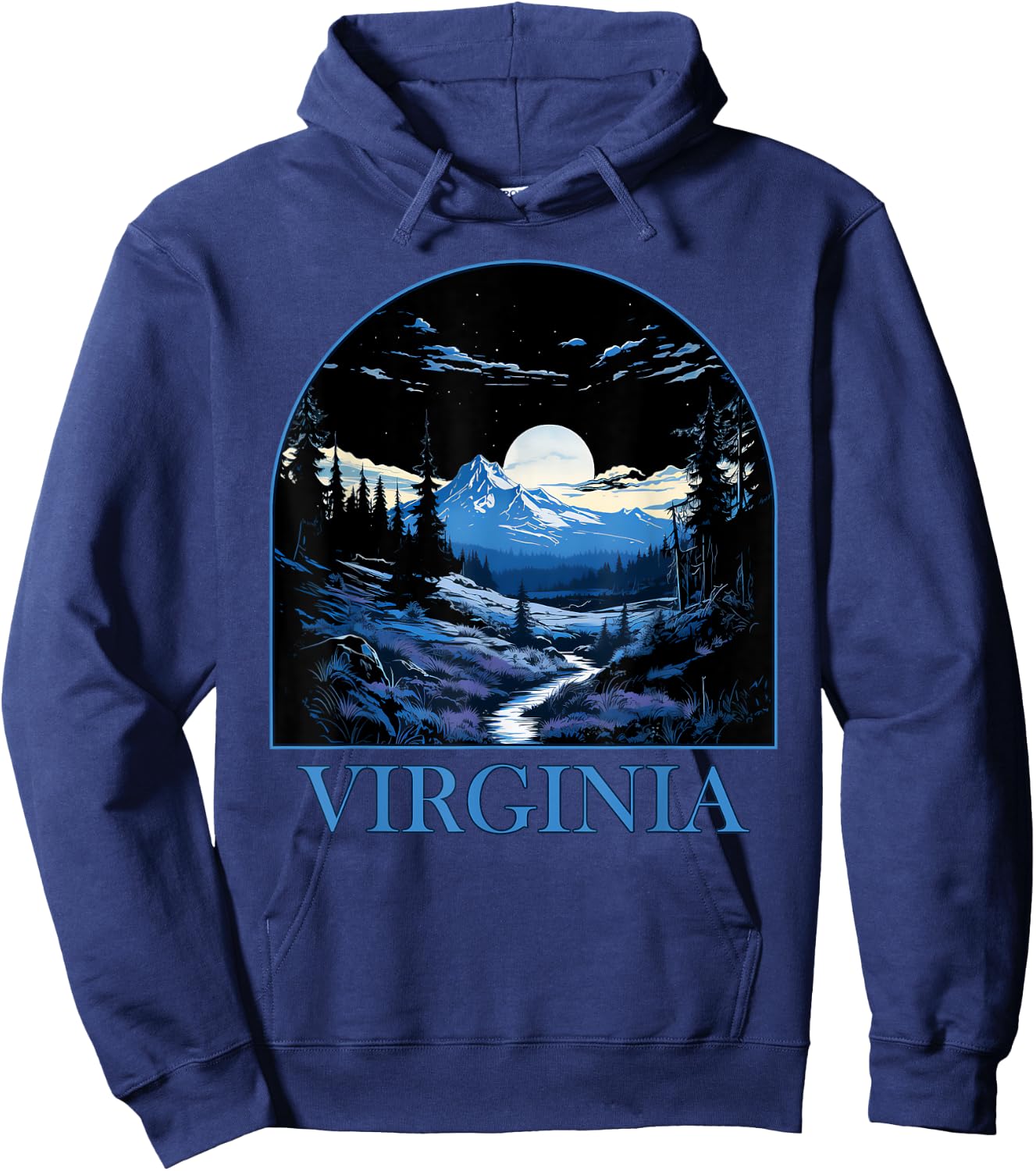 VIRGINIA VA Mountain State Pride and Mountains Hoodie - Hoodie | Navy