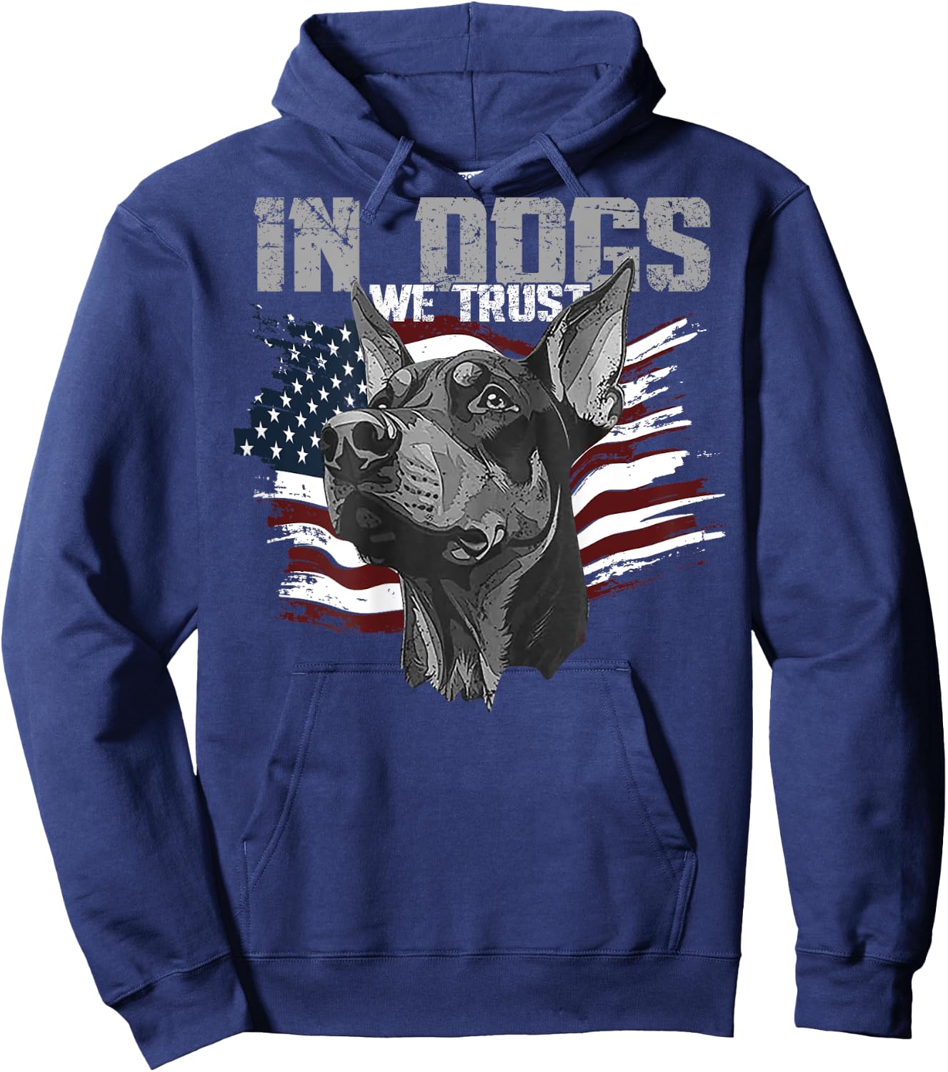 Doberman Pinscher In Dogs We Trust (on back) Hoodie - Hoodie | Navy