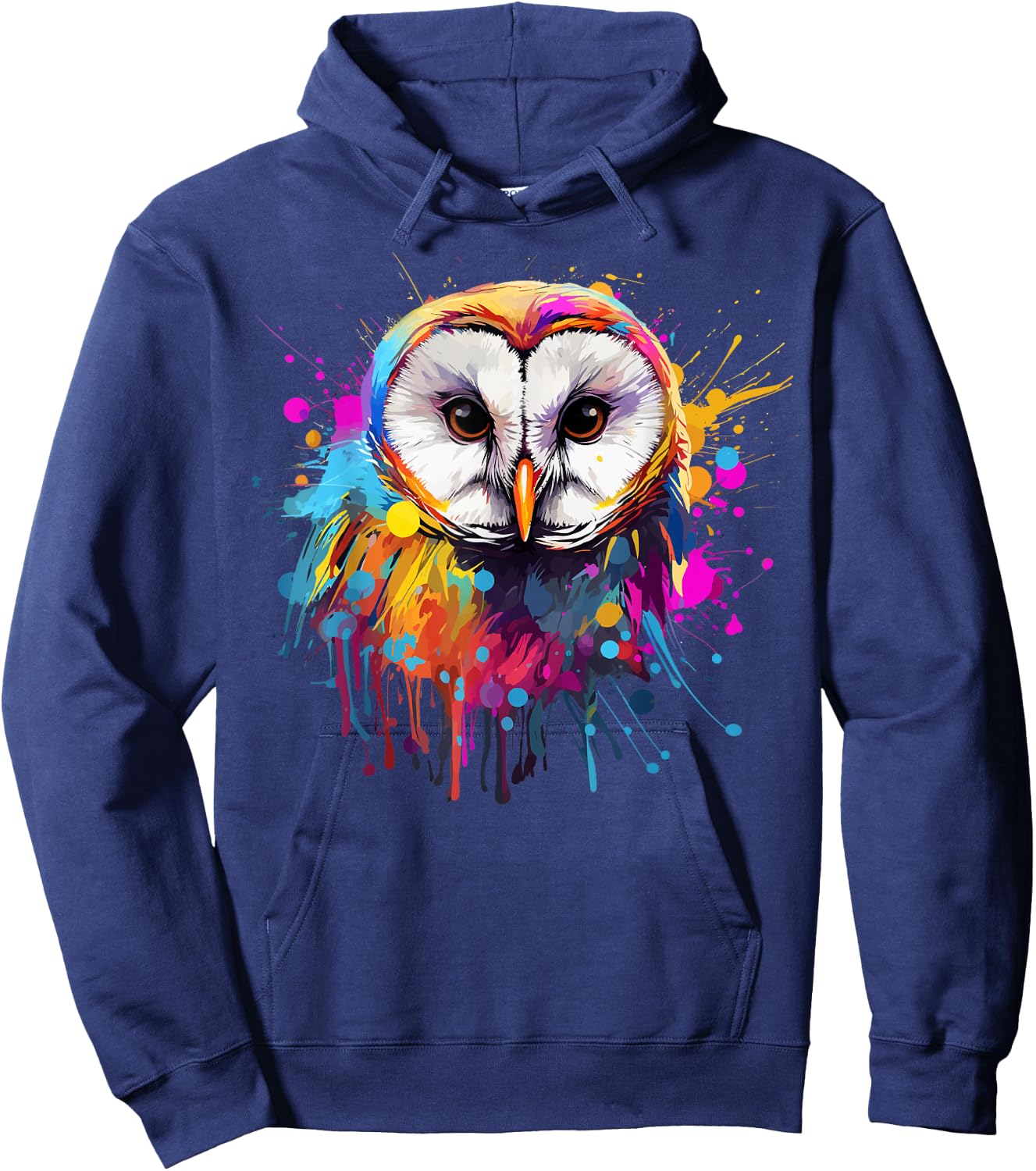 Colorful Splash Art Barn Owl Owls Lover Hoodie - Hoodie | Navy