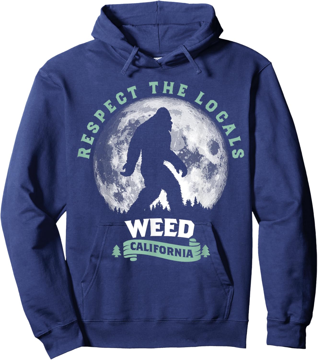 Weed California Bigfoot Night Walk Retro Hoodie - Hoodie | Navy