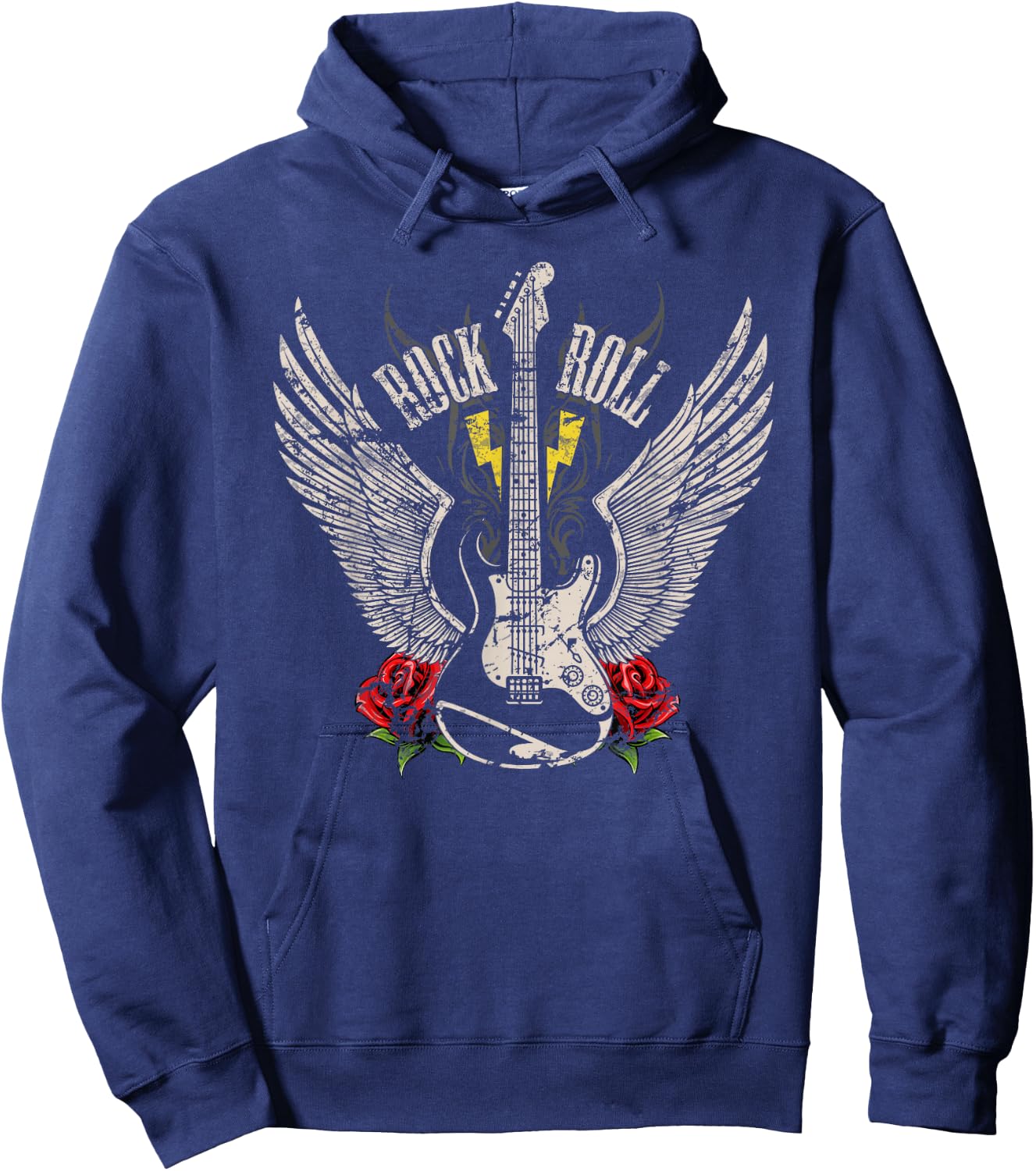 Rock and Roll Guitar Vintage Rock Music Hoodie - Hoodie | Navy