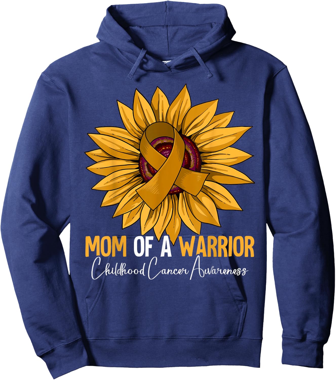 Mom Of A Warrior Childhood Cancer Awareness Hoodie - Hoodie | Navy