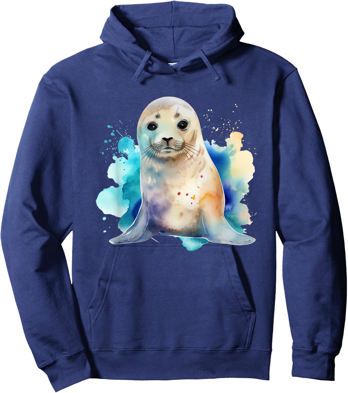 Seal Watercolor Sea Lion Hoodie - Hoodie | Navy
