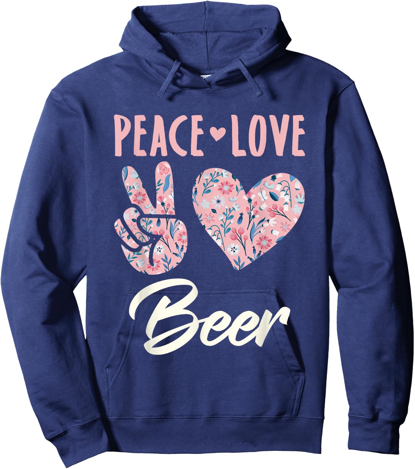 Peace Love Beer Hoodie - Hoodie | Navy