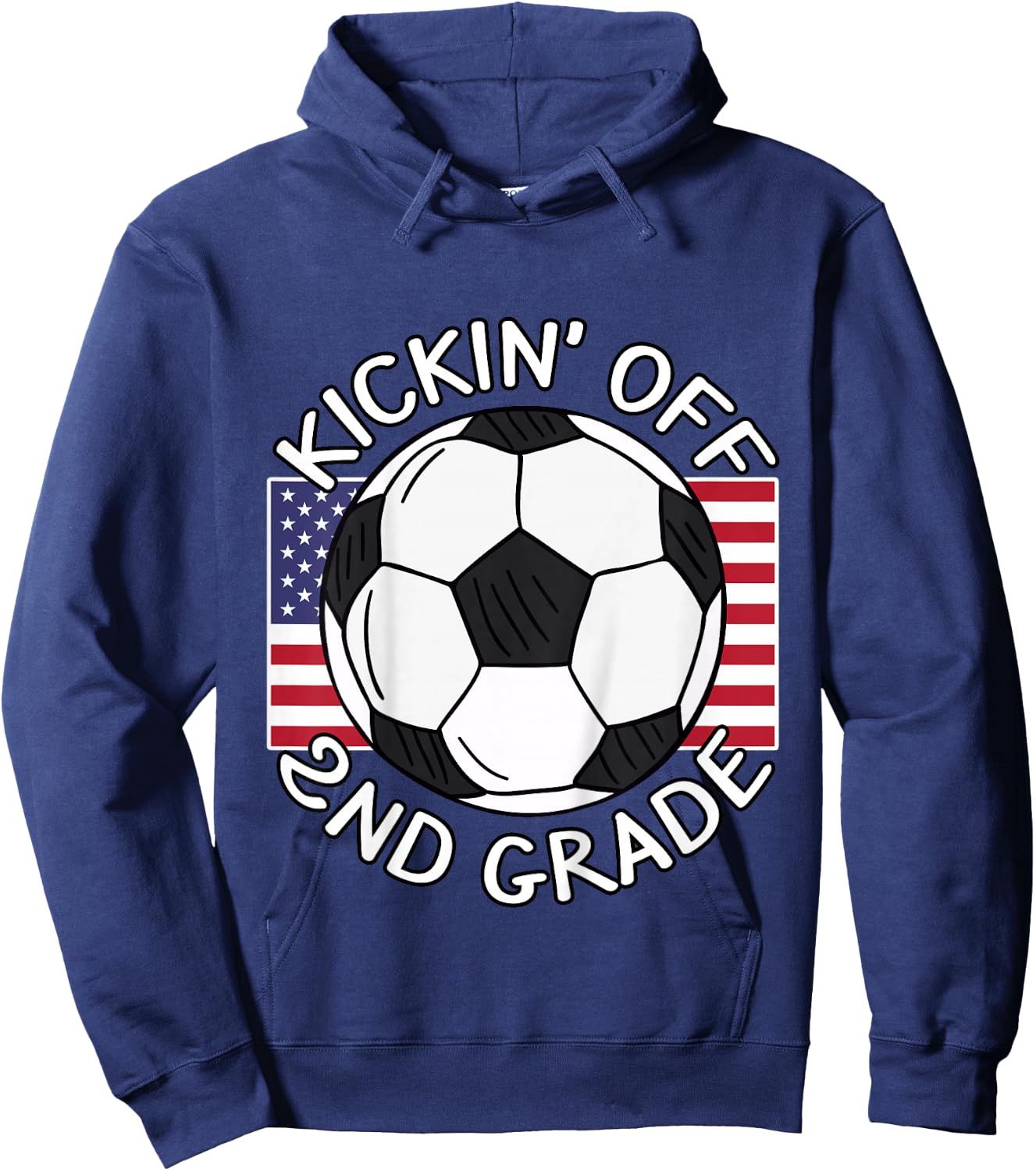 Kicking Off 2nd Grade Soccer Back To School Hoodie - Hoodie | Navy