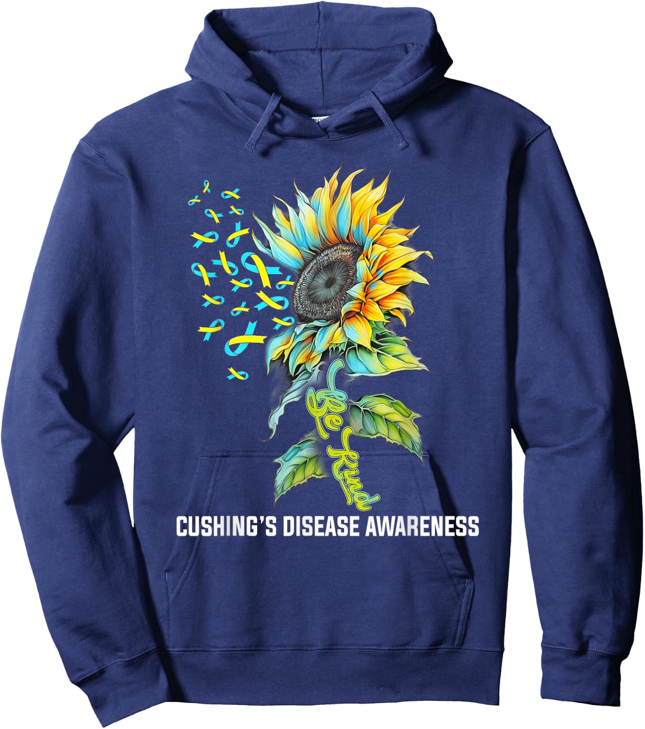 Be Kind Sunflower Cushing's Disease Awareness Hoodie - Hoodie | Navy