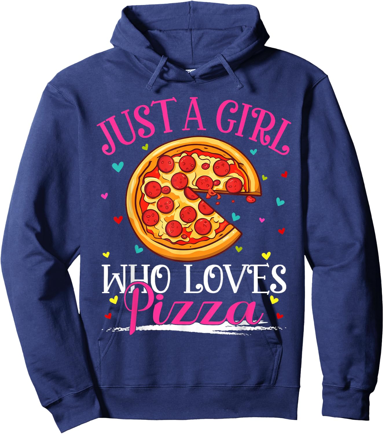 Just A Girl Who Loves Pizza Girls Hoodie - Hoodie | Navy