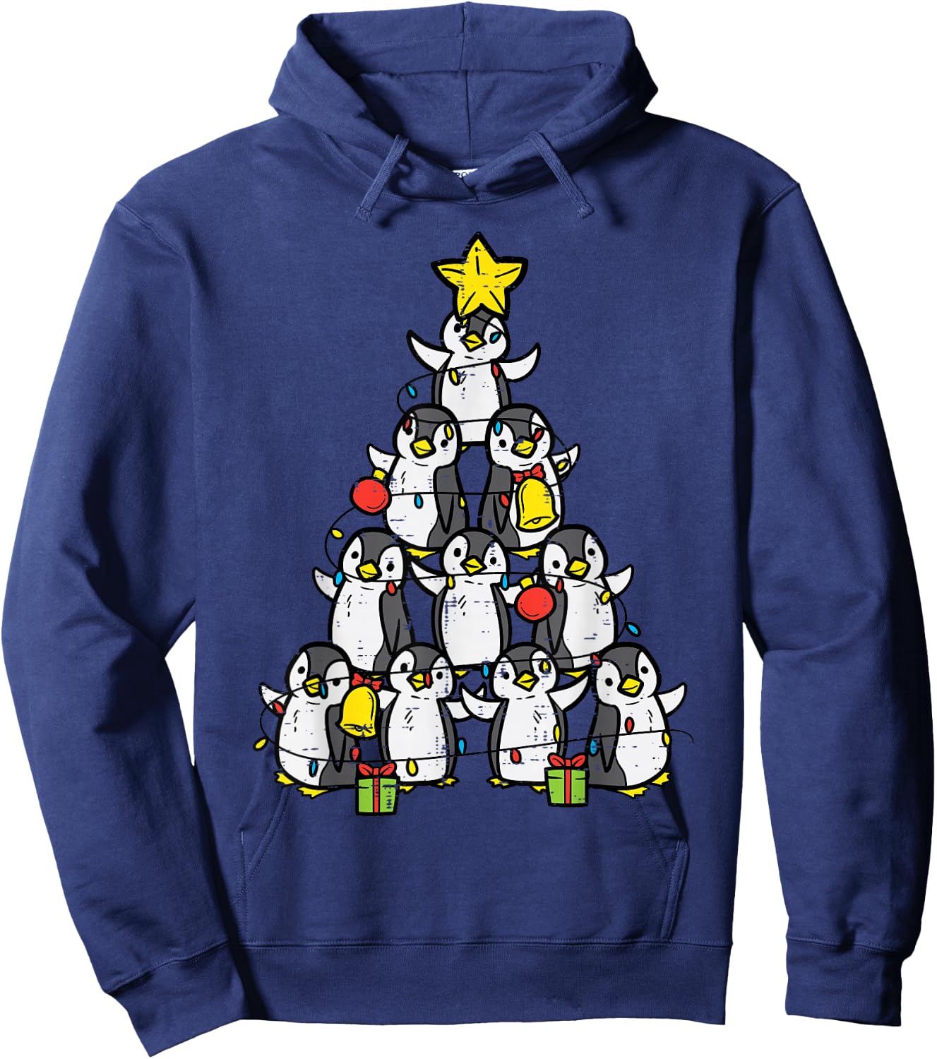 Penguin Christmas Tree Cute Xmas Women Girls Hoodie - Hoodie | Navy