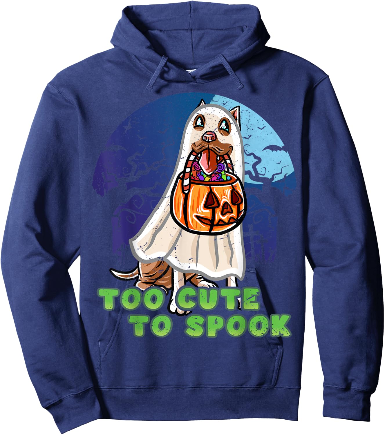 Pitbull Pittie Happy Halloween Costume Ghost Hoodie - Hoodie | Navy