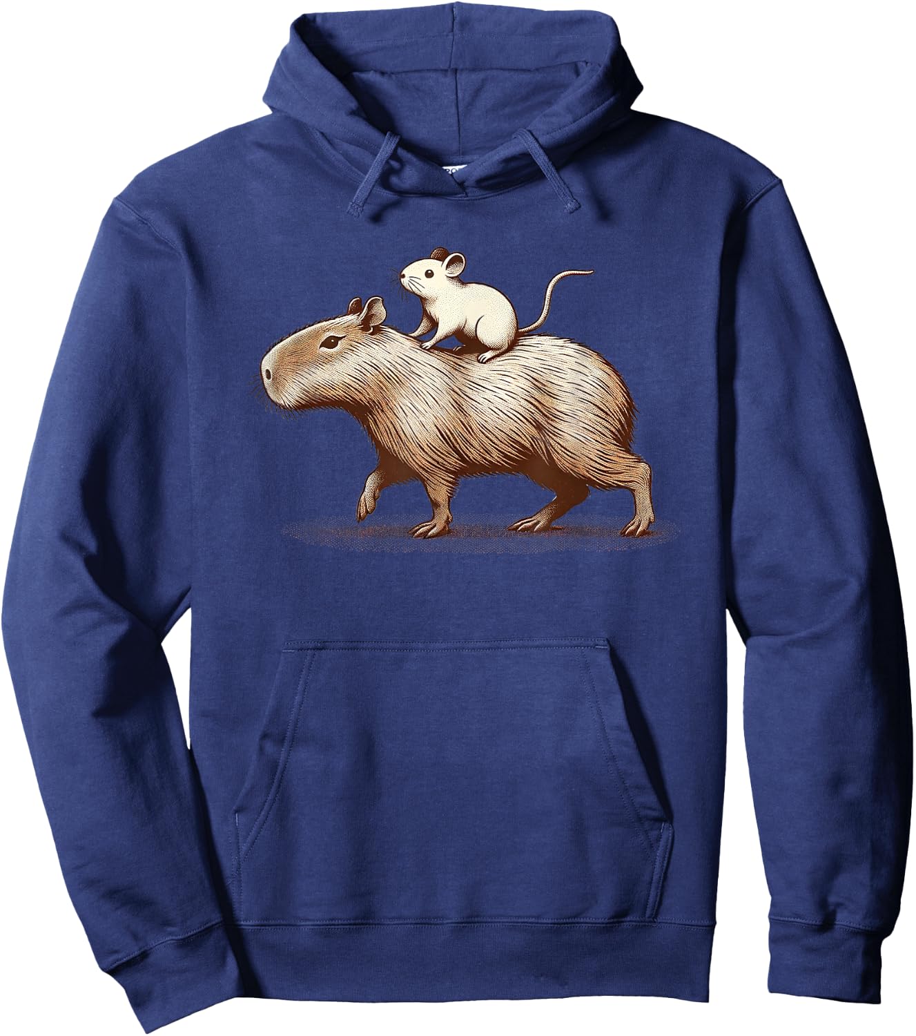 Mouse Riding a Capybara Animal Friends Hoodie - Hoodie | Navy
