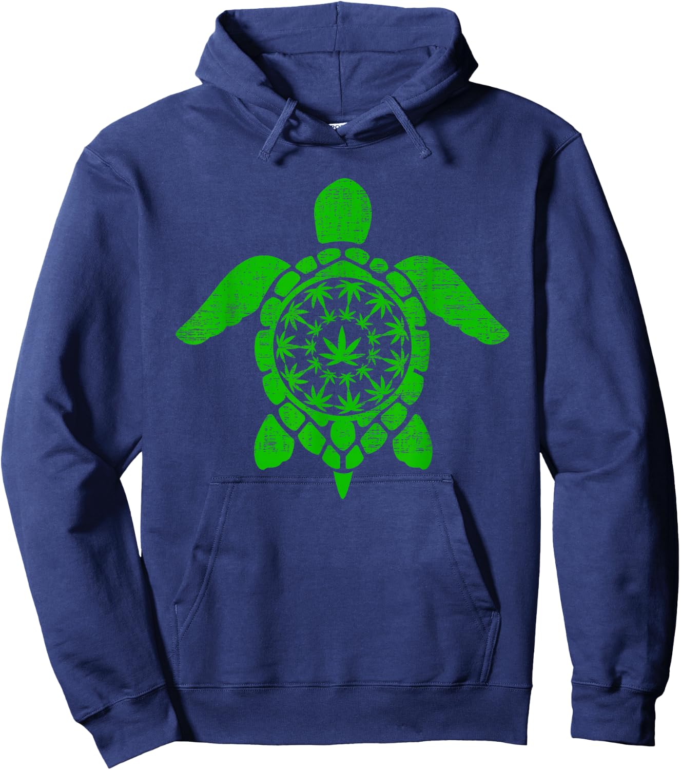 Sea Turtle Cannabis Marijuana Weed Leaf Hoodie - Hoodie | Navy