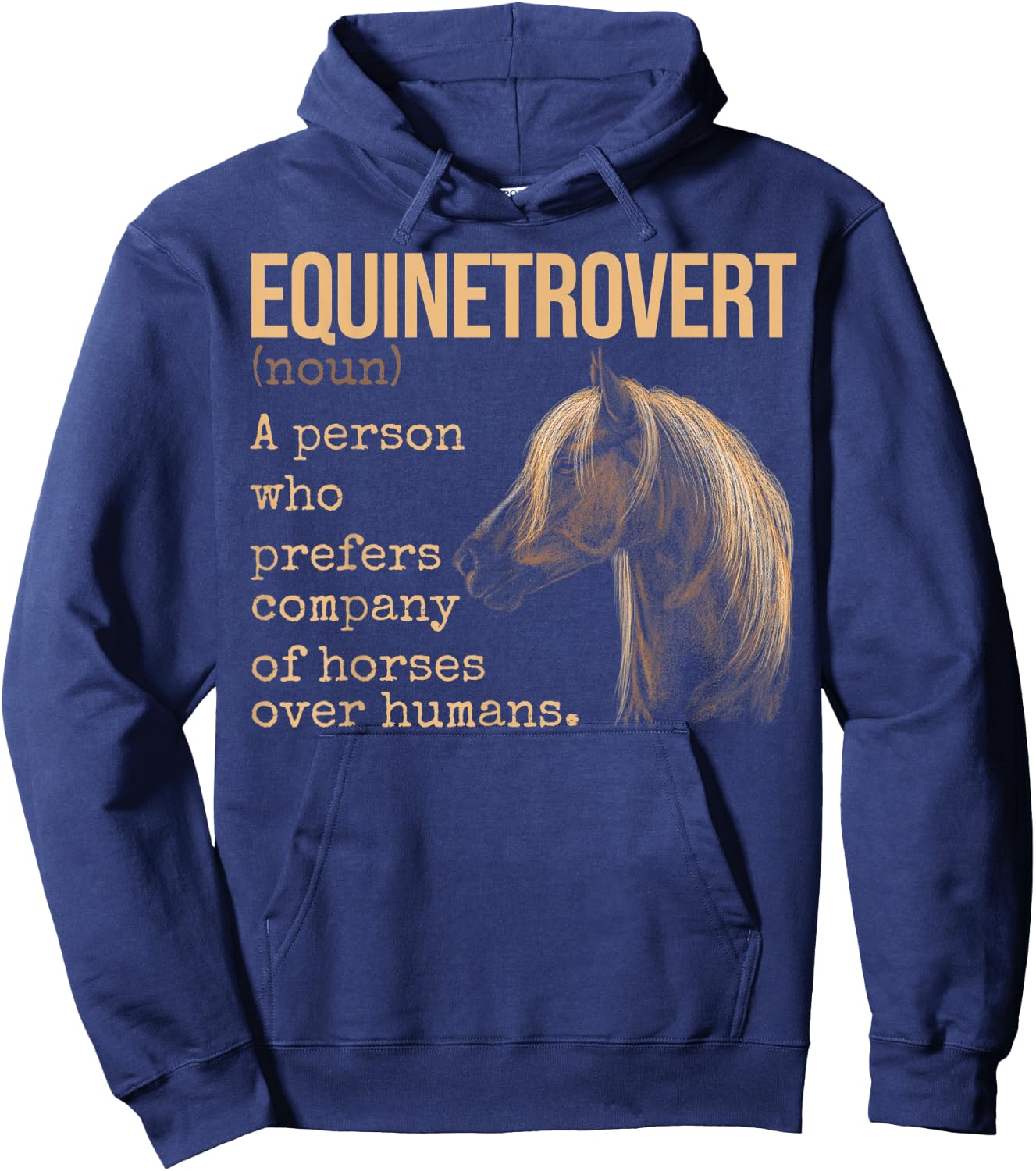 Equinetrovert Definition Equestrian Horse Lover Hoodie - Hoodie | Navy