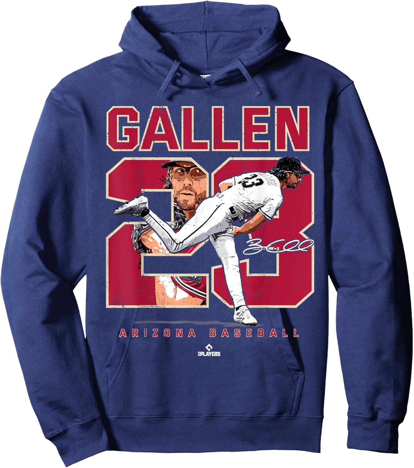 Number and Portrait Zac Gallen Arizona MLBPA Hoodie - Hoodie | Navy