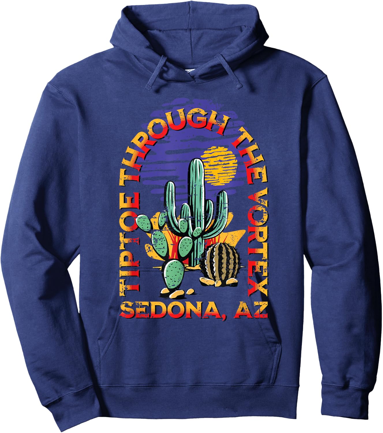Fun Sedona AZ Distressed Design Hoodie - Hoodie | Navy