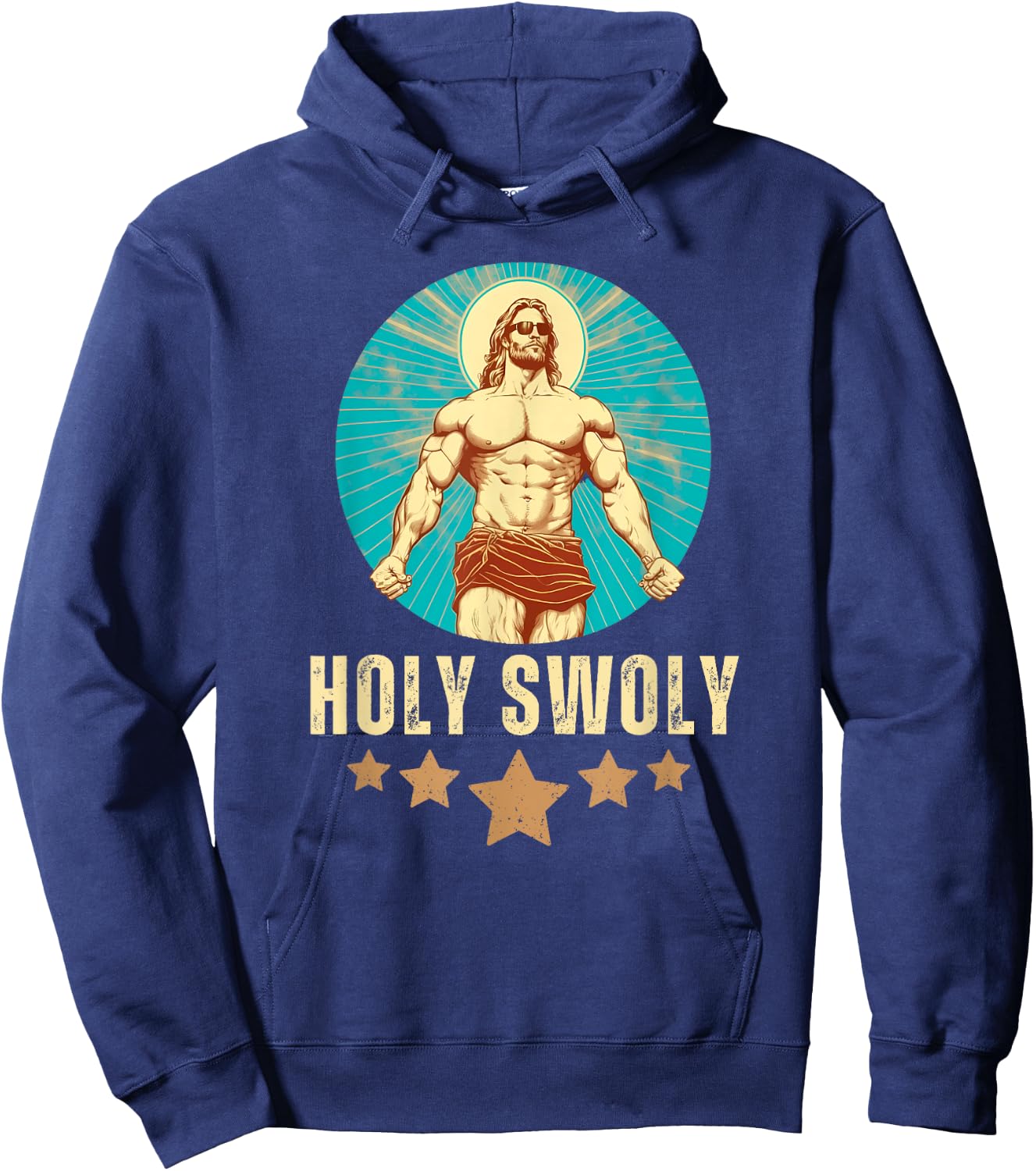 Bodybuilding Jesus Fitness Holy Swoly Funny Gym Hoodie - Hoodie | Navy