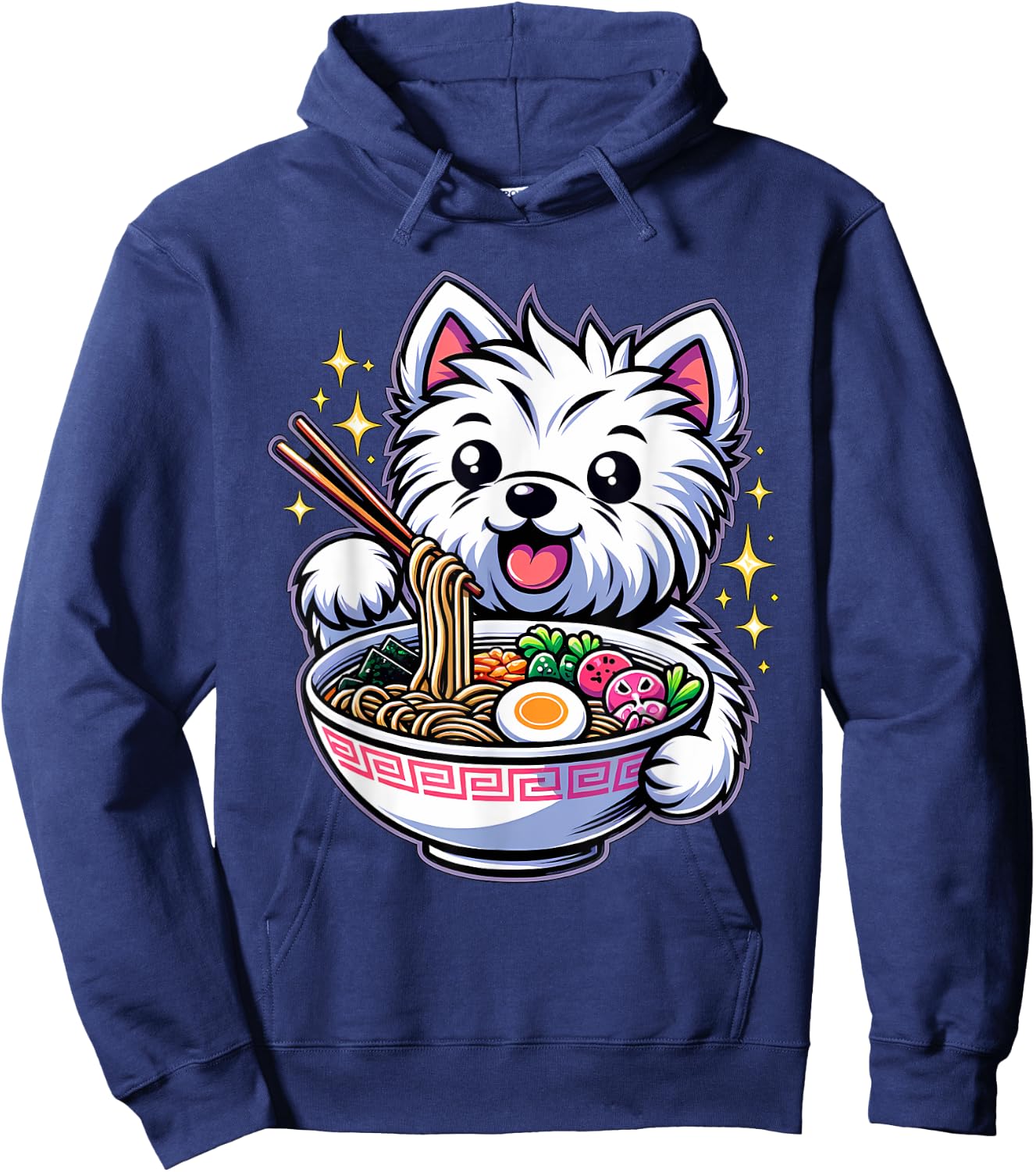 Kawaii Anime West Highland Terrier Dog Ramen Hoodie - Hoodie | Navy