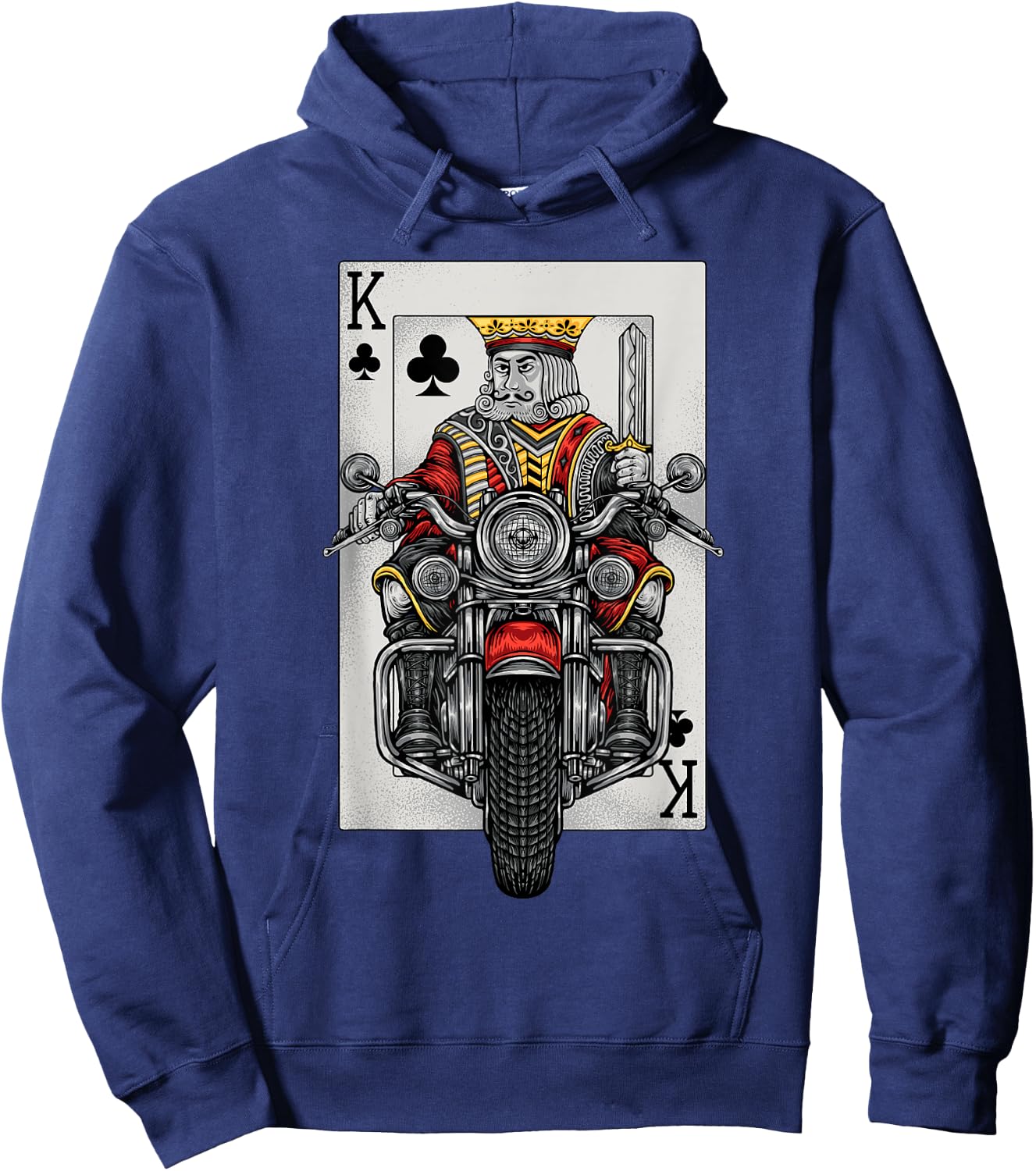 Playing Card King Riding A Road Motorcycle Hoodie - Hoodie | Navy