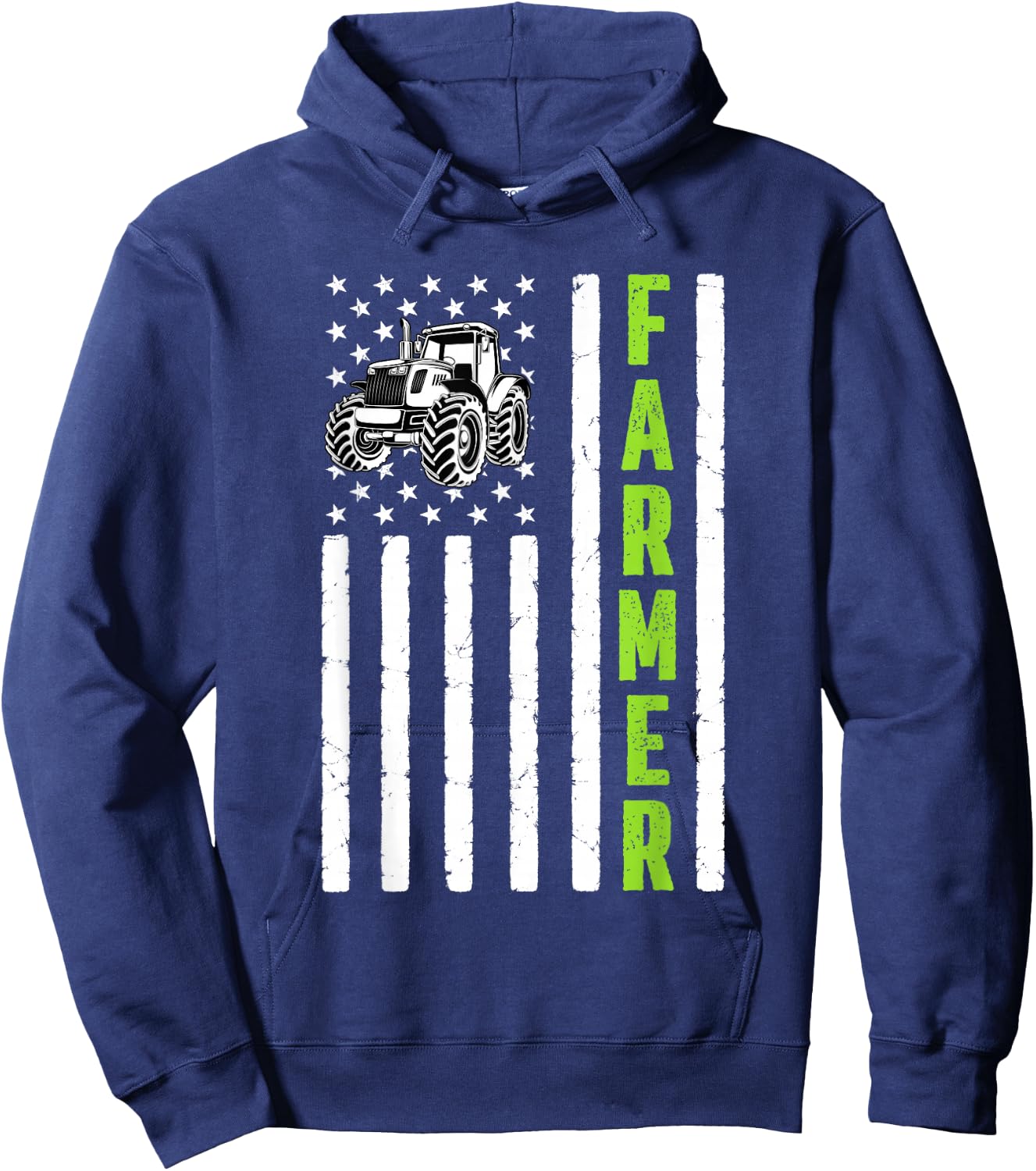 Tractor American USA Flag Farm Rancher Farmer Hoodie - Hoodie | Navy