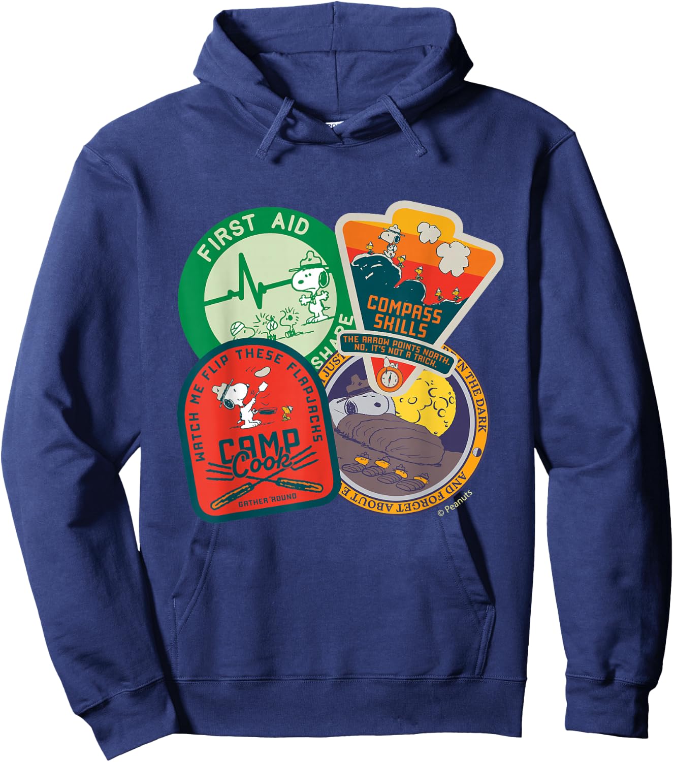 Peanuts - Snoopy Woodstock Beagle Scouts Badges Hoodie - Hoodie | Navy